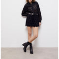 The Kooples - Falda skater con bordado inglés y talle alto - Negro - Mujer