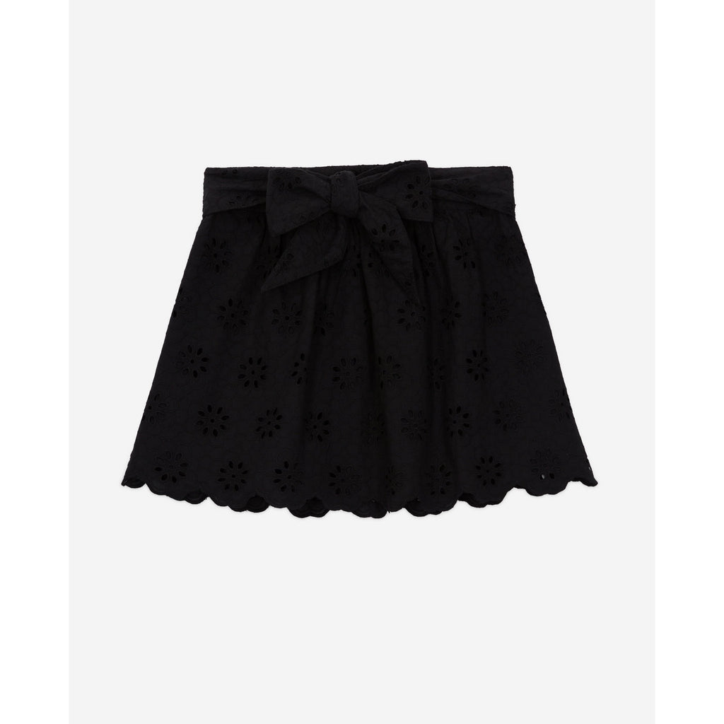 The Kooples - Falda skater con bordado inglés y talle alto - Negro - Mujer