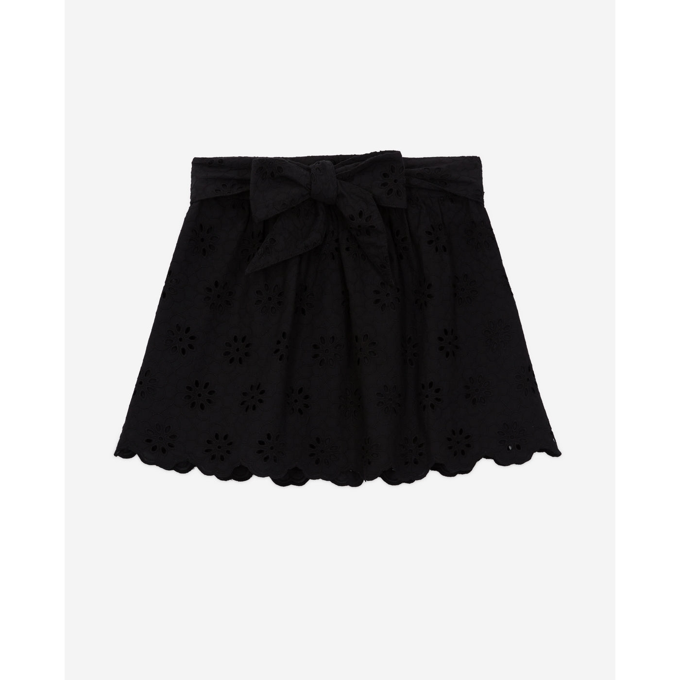 The Kooples - Falda skater con bordado inglés y talle alto - Negro - Mujer