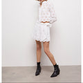 The Kooples - Jupe Droite En Broderie Anglaise - Blanc - Femme