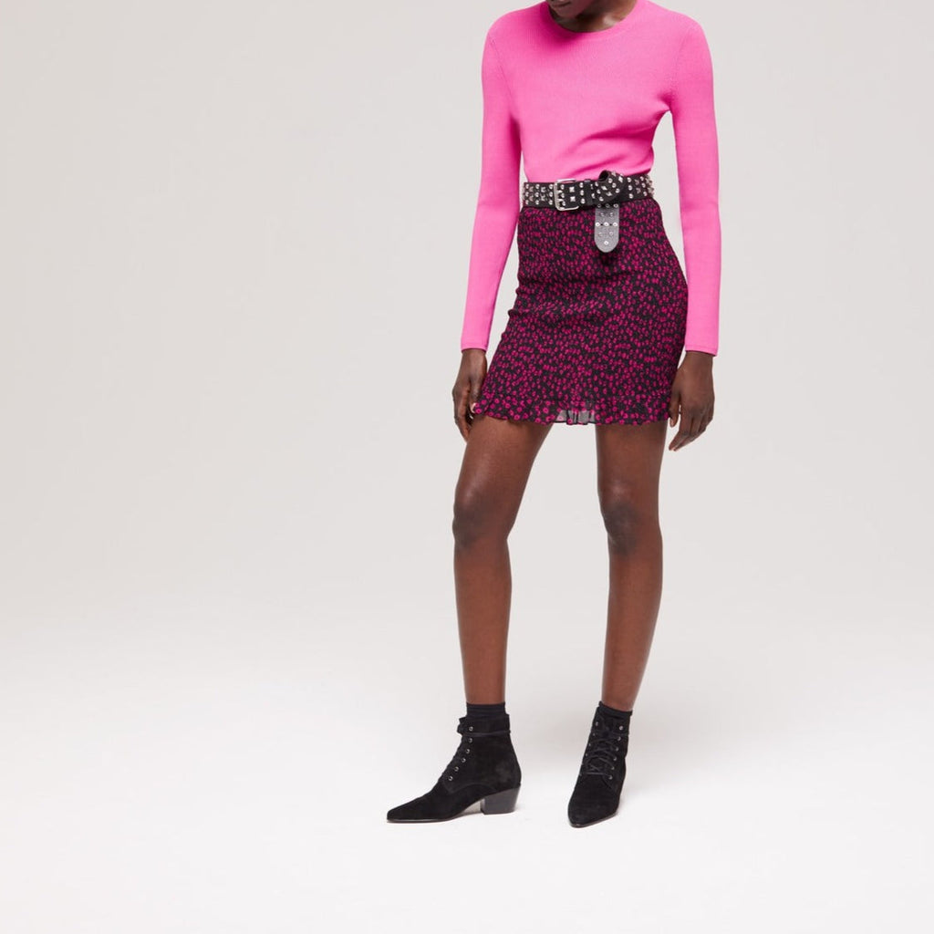 The Kooples - High Waisted Straight Skirt - Fuchsia - Women
