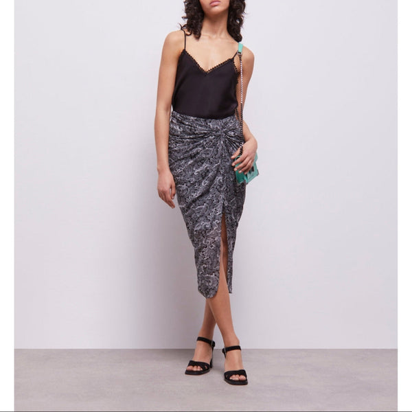 The Kooples - Jupe Midi En Soie - Noir - Femme