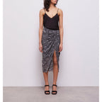 Falda midi de seda - Negro - Mujer