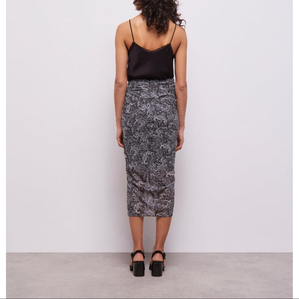 Falda midi de seda - Negro - Mujer