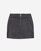 Sheepskin Leather Mini Skirt - Black - Women