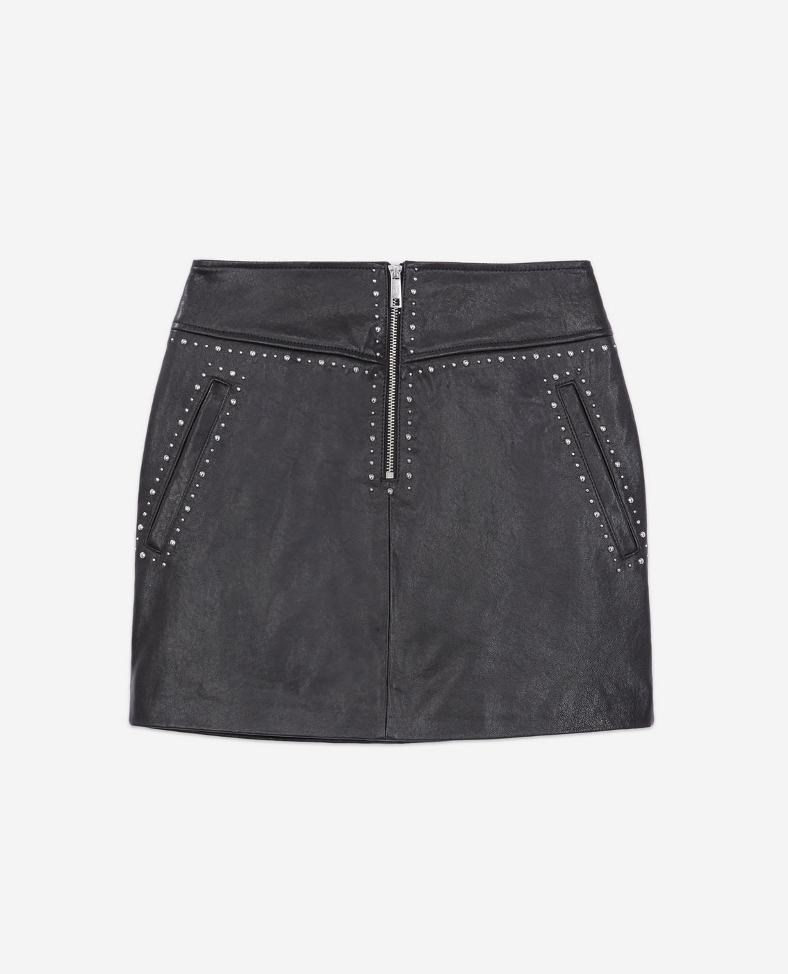 Sheepskin Leather Mini Skirt - Black - Women