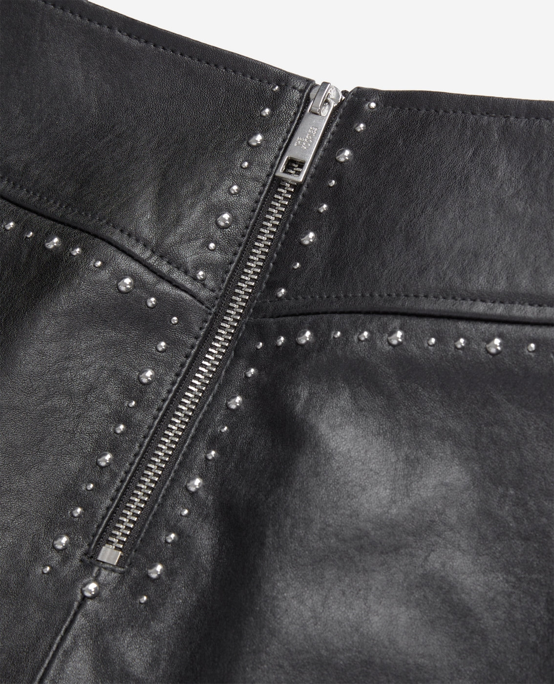 Sheepskin Leather Mini Skirt - Black - Women