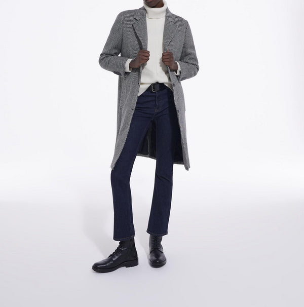 The Kooples - Abrigo Detallado Con Bolsillos Con Solapa Pespunte Y Coderas - Mujer