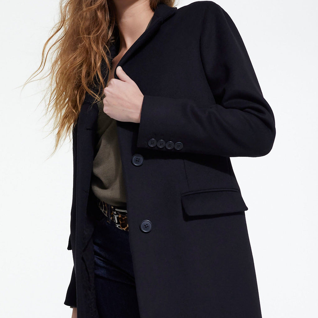 The Kooples - Manteau Long Ajuste Avec Col Crante - Femme