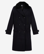 Long Caban Style Double Breasted Coat - Women