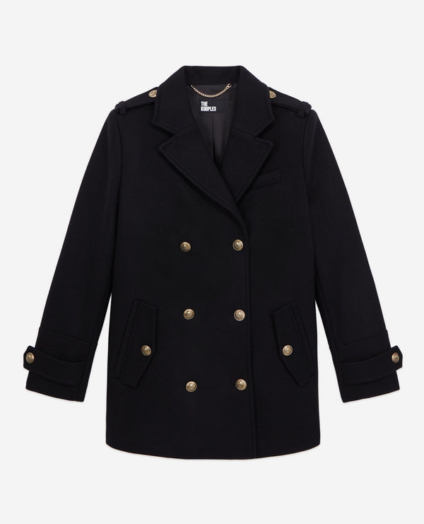 Wool Pea Coat - Black - Women