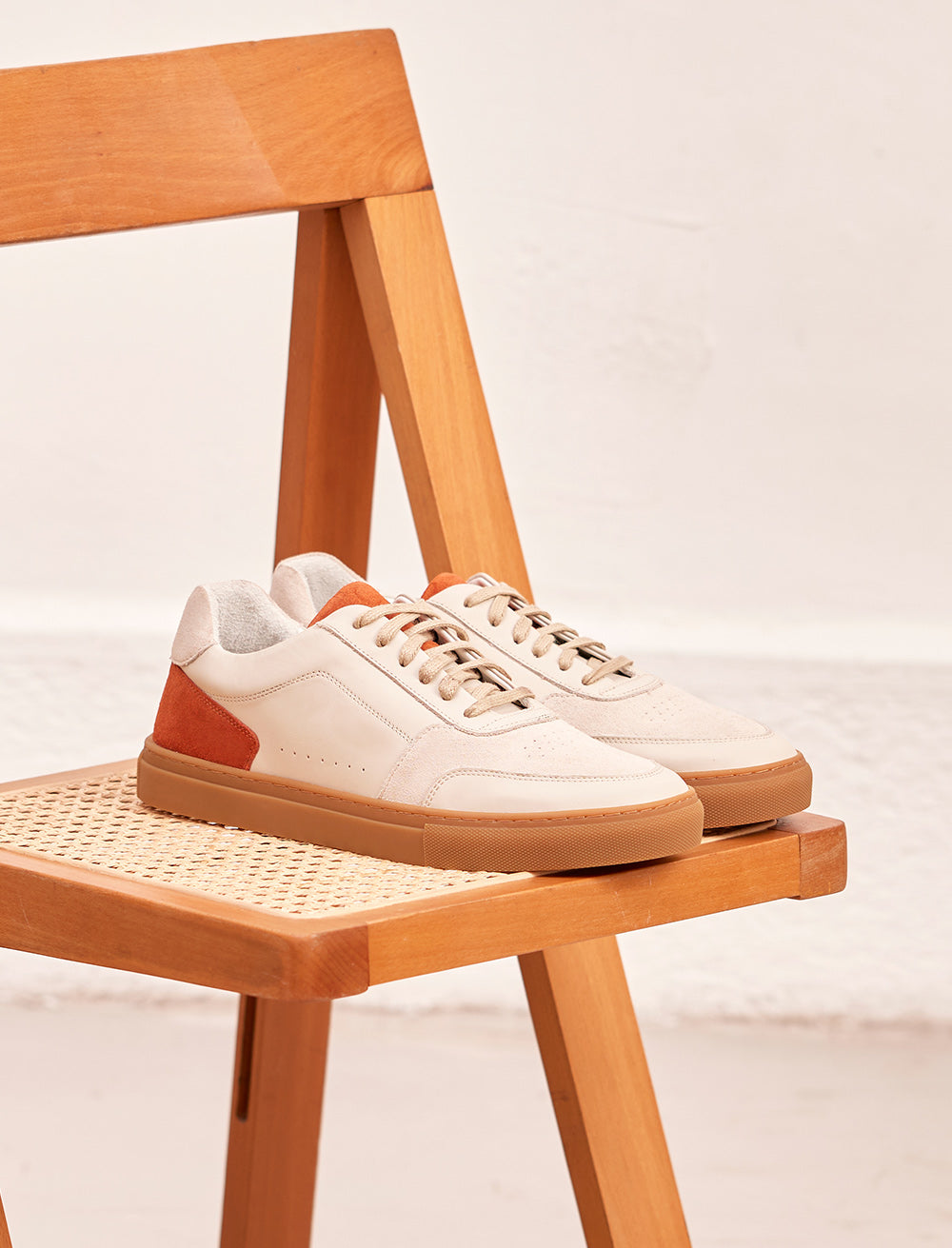 Sneakers À Lacets Frisco - Crème, Grège Clair & Rouille - Homme