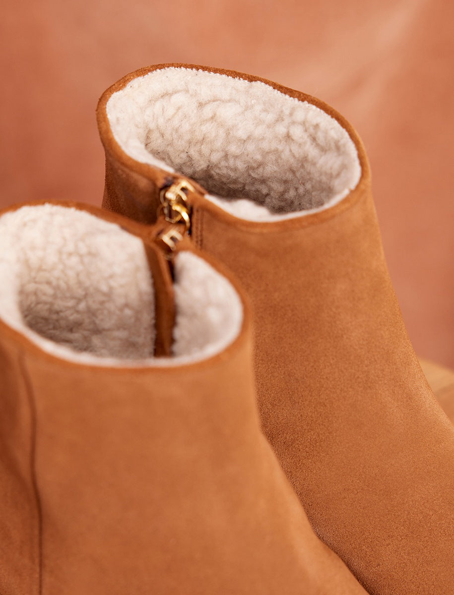Mathilde Ankle Boots - Fur-Lined Chestnut - Women