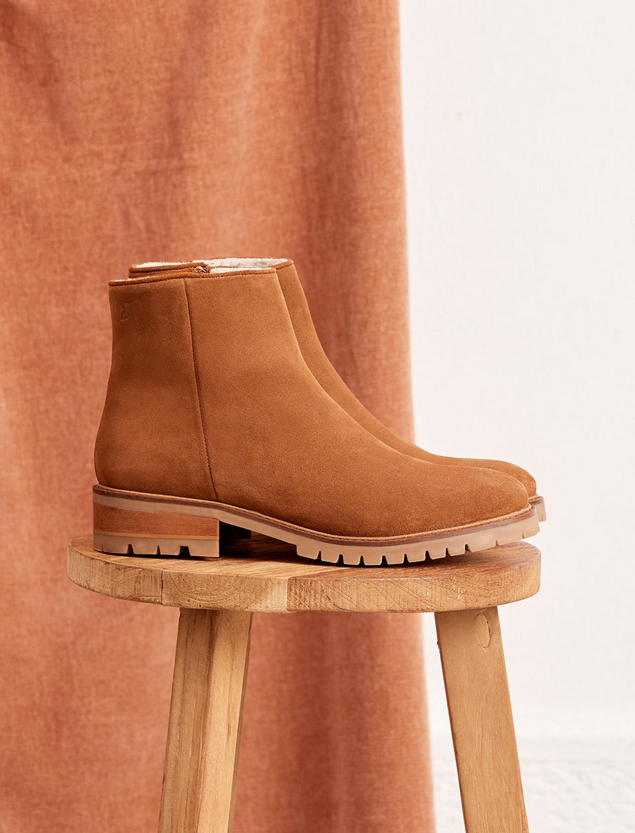 Mathilde Ankle Boots - Fur-Lined Chestnut - Women