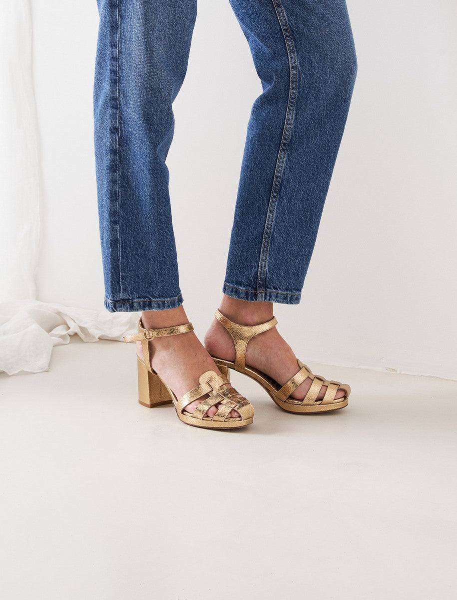 Sandales À Talon Célia - Doré - Femme