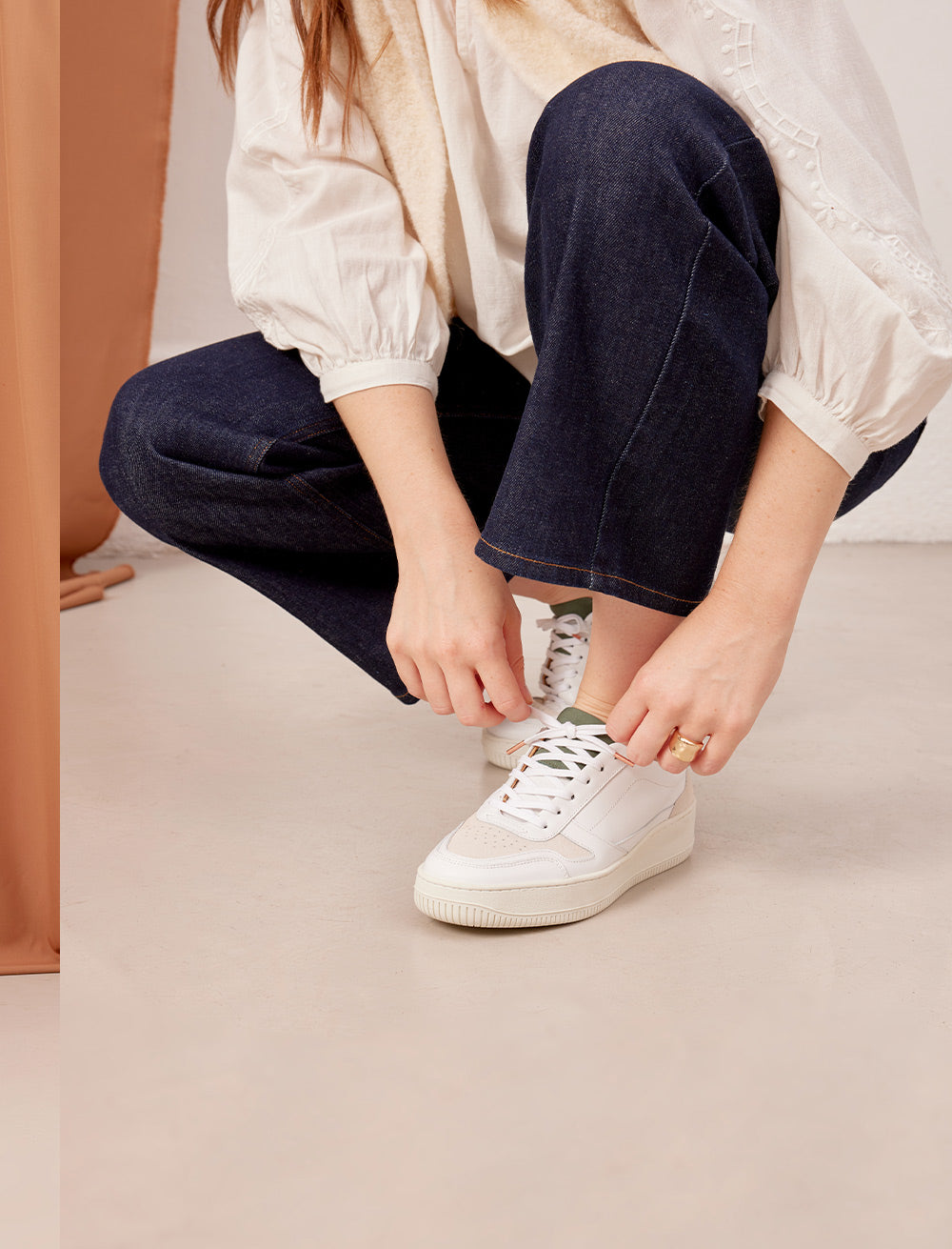 Sneakers À Lacets Vasco - Blanc & Cèdre - Femme