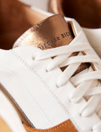 Vasco Lace-Up Trainers - White, Rust & Bronze - Women