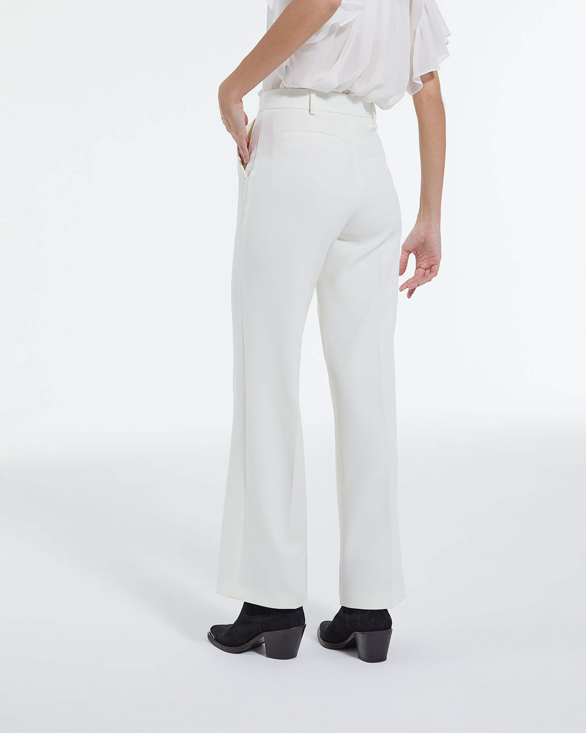 The Kooples - Ecru Straight Crepe Trousers - Women