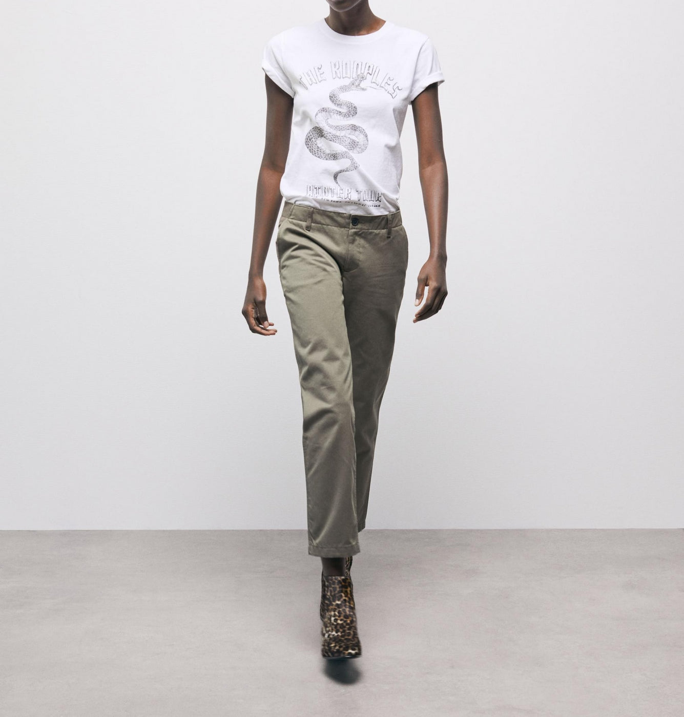 The Kooples - Pantalón recto 7/8 - Caqui - Mujer