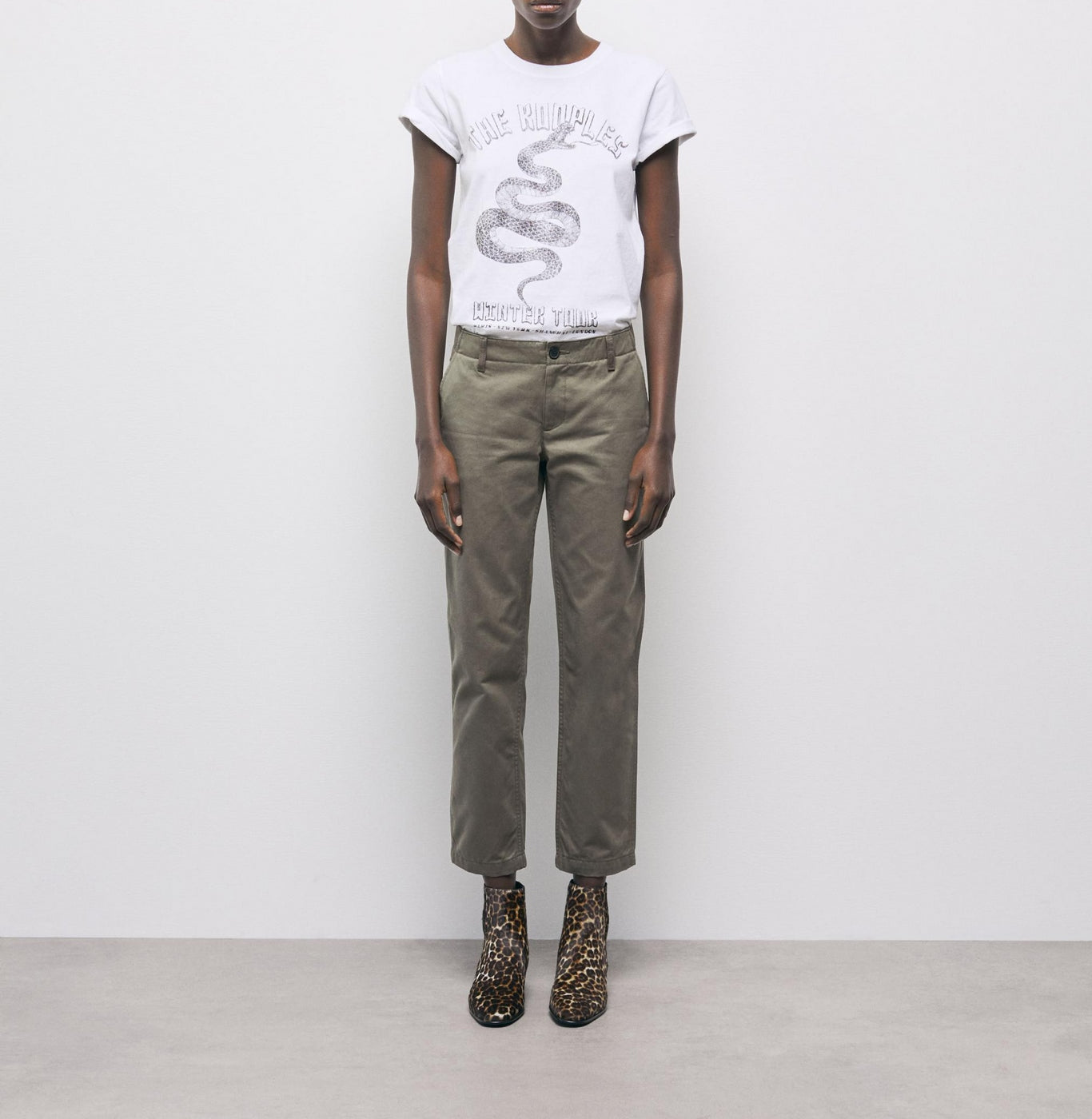 The Kooples - Pantalón recto 7/8 - Caqui - Mujer