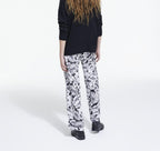 The Kooples - Pantalon Droit En Soie - Ecru Et Noir - Femme