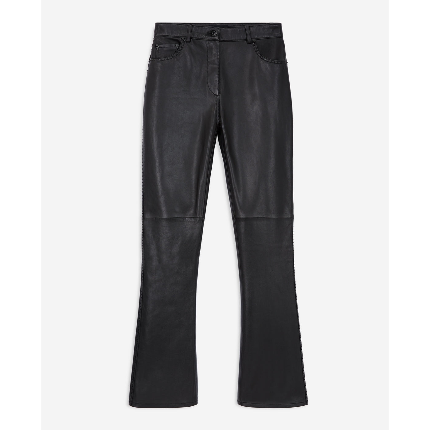The Kooples - Pantalón campana piel de cordero - Negro - Mujer