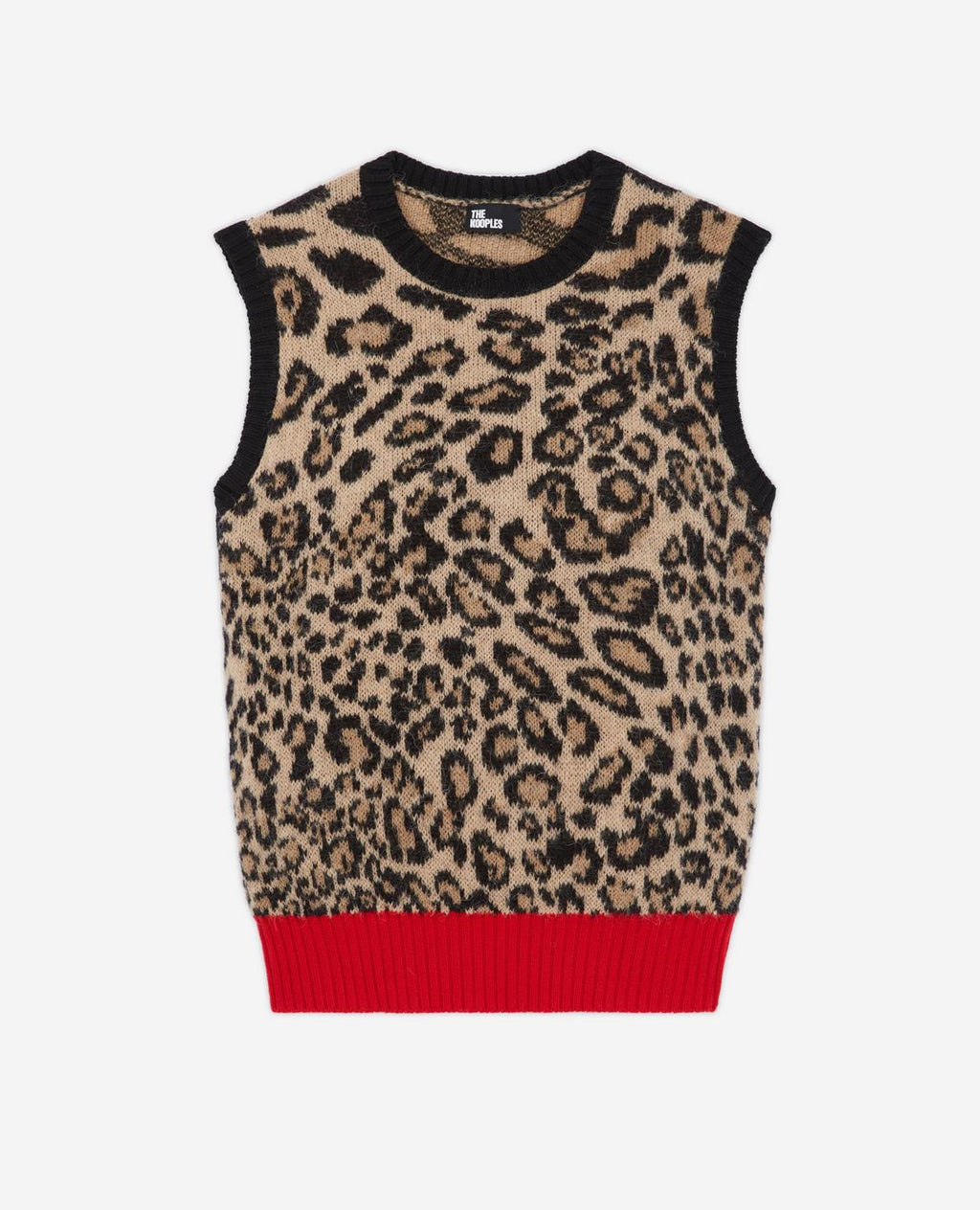 The Kooples - Pull Col Rond Jacquard Leopard Rib Contraste - Femme