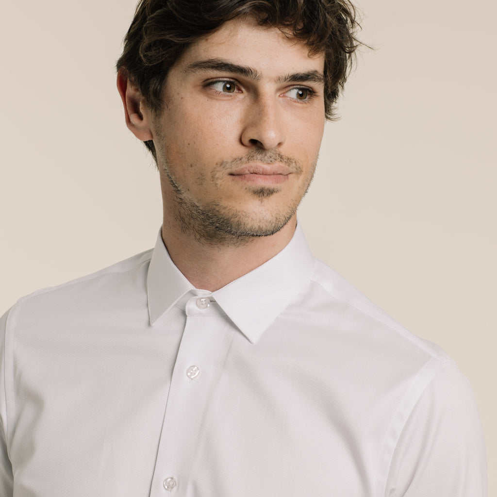 Chemise En Dobby Double Retors Blanche
