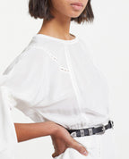 The Kooples - Vestido Corto De Seda Blanco Con Lazo En Las Mangas - Mujer