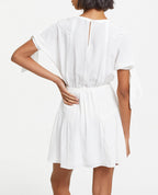 The Kooples - Vestido Corto De Seda Blanco Con Lazo En Las Mangas - Mujer
