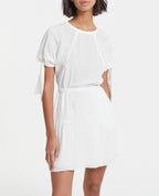 The Kooples - Vestido Corto De Seda Blanco Con Lazo En Las Mangas - Mujer