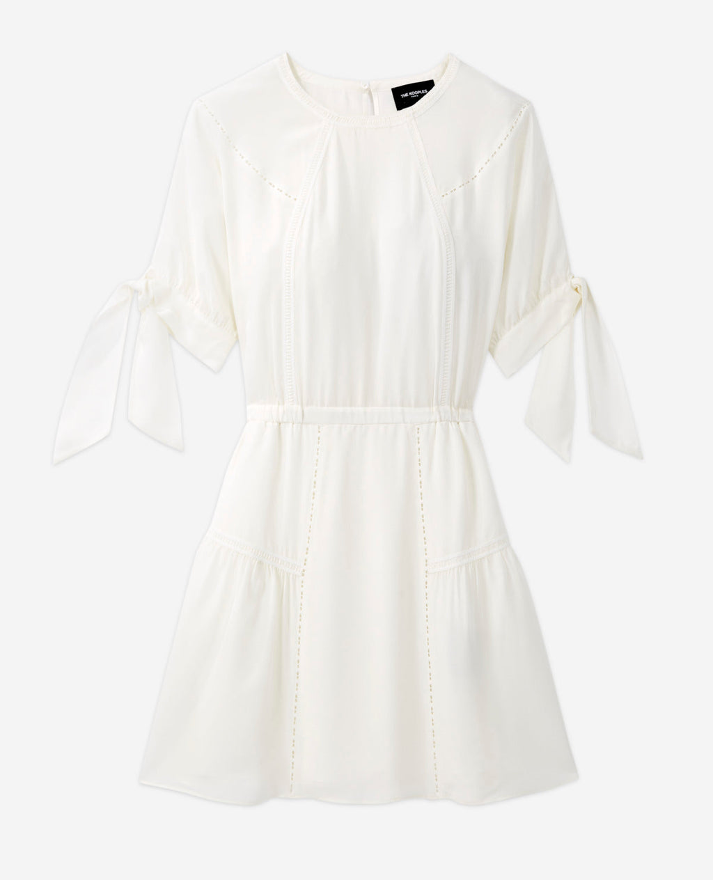 The Kooples - Vestido Corto De Seda Blanco Con Lazo En Las Mangas - Mujer