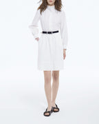 The Kooples - Robe Blanche En Coton Col Montant Boutonnée - Femme