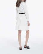 The Kooples - Robe Blanche En Coton Col Montant Boutonnée - Femme