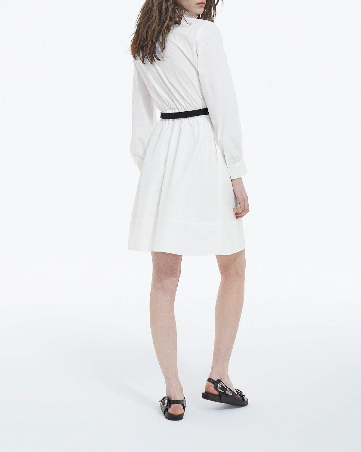 The Kooples - Robe Blanche En Coton Col Montant Boutonnée - Femme