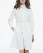 The Kooples - Robe Blanche En Coton Col Montant Boutonnée - Femme