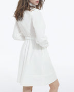The Kooples - Robe Blanche En Coton Col Montant Boutonnée - Femme