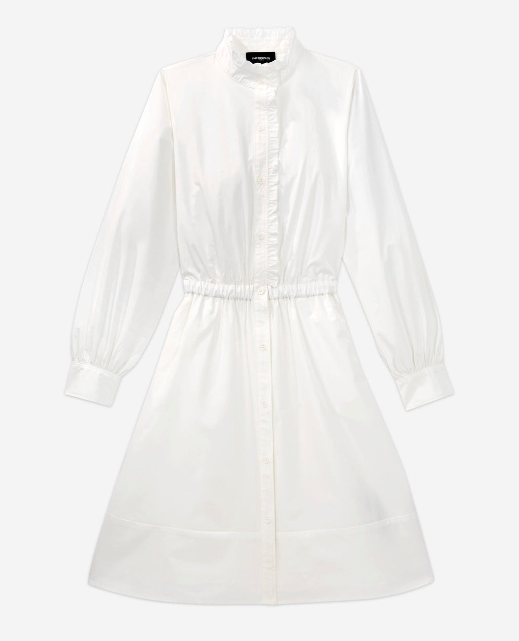 The Kooples - Robe Blanche En Coton Col Montant Boutonnée - Femme