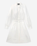 The Kooples - Robe Blanche En Coton Col Montant Boutonnée - Femme