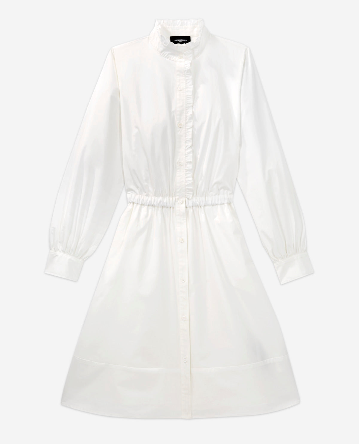 The Kooples - Robe Blanche En Coton Col Montant Boutonnée - Femme