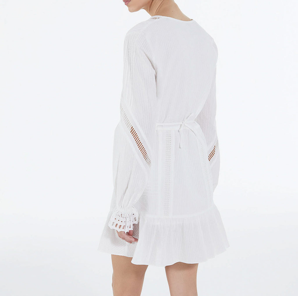 The Kooples - Vestido Corto Blanco Ligero Con Detalles Bordados - Mujer