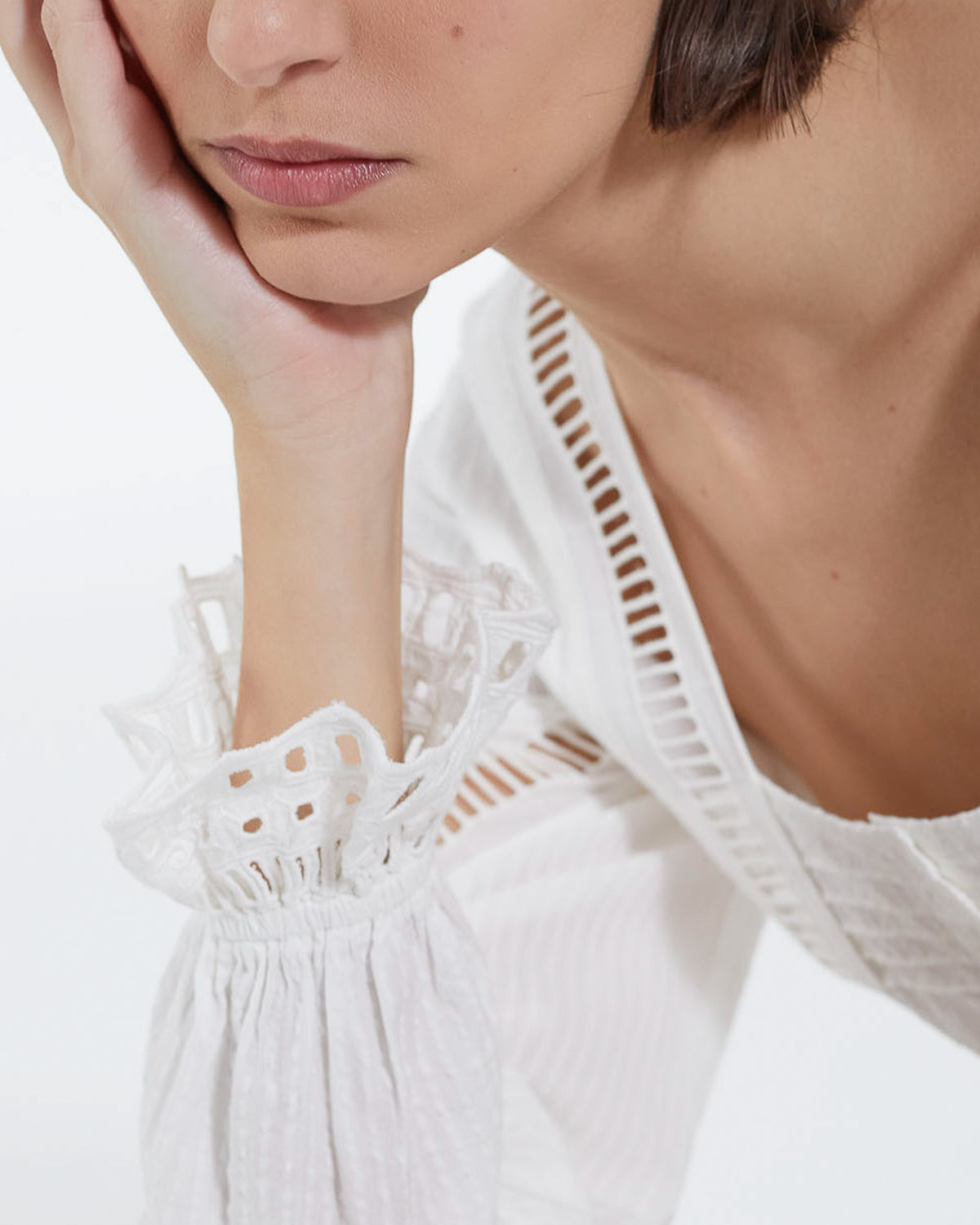 The Kooples - Vestido Corto Blanco Ligero Con Detalles Bordados - Mujer