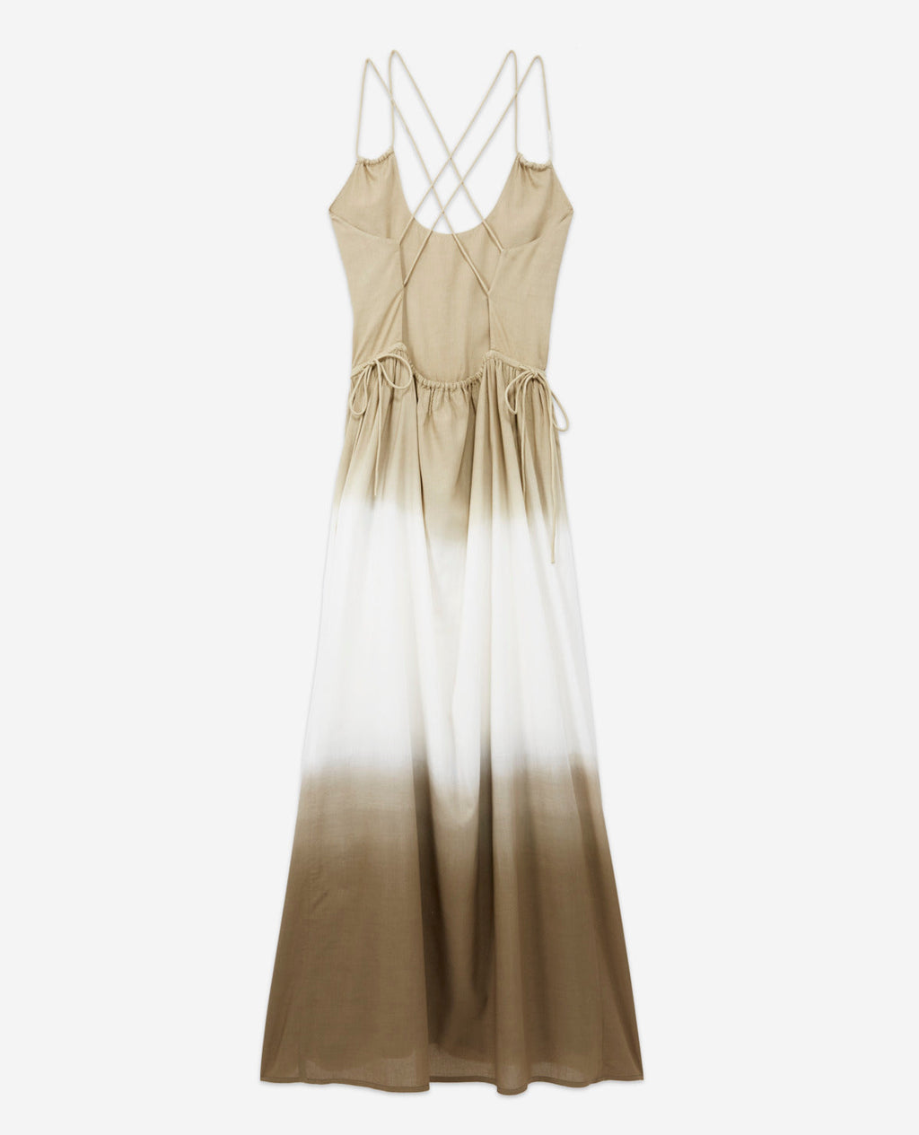 The Kooples - Robe Longue Sans Manches Dos Nu Kaki Dégradée - Femme
