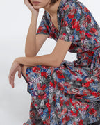 The Kooples - Robe En Soie Rouge À Imprimé Fleuri - Femme
