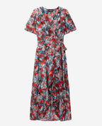 The Kooples - Robe En Soie Rouge À Imprimé Fleuri - Femme