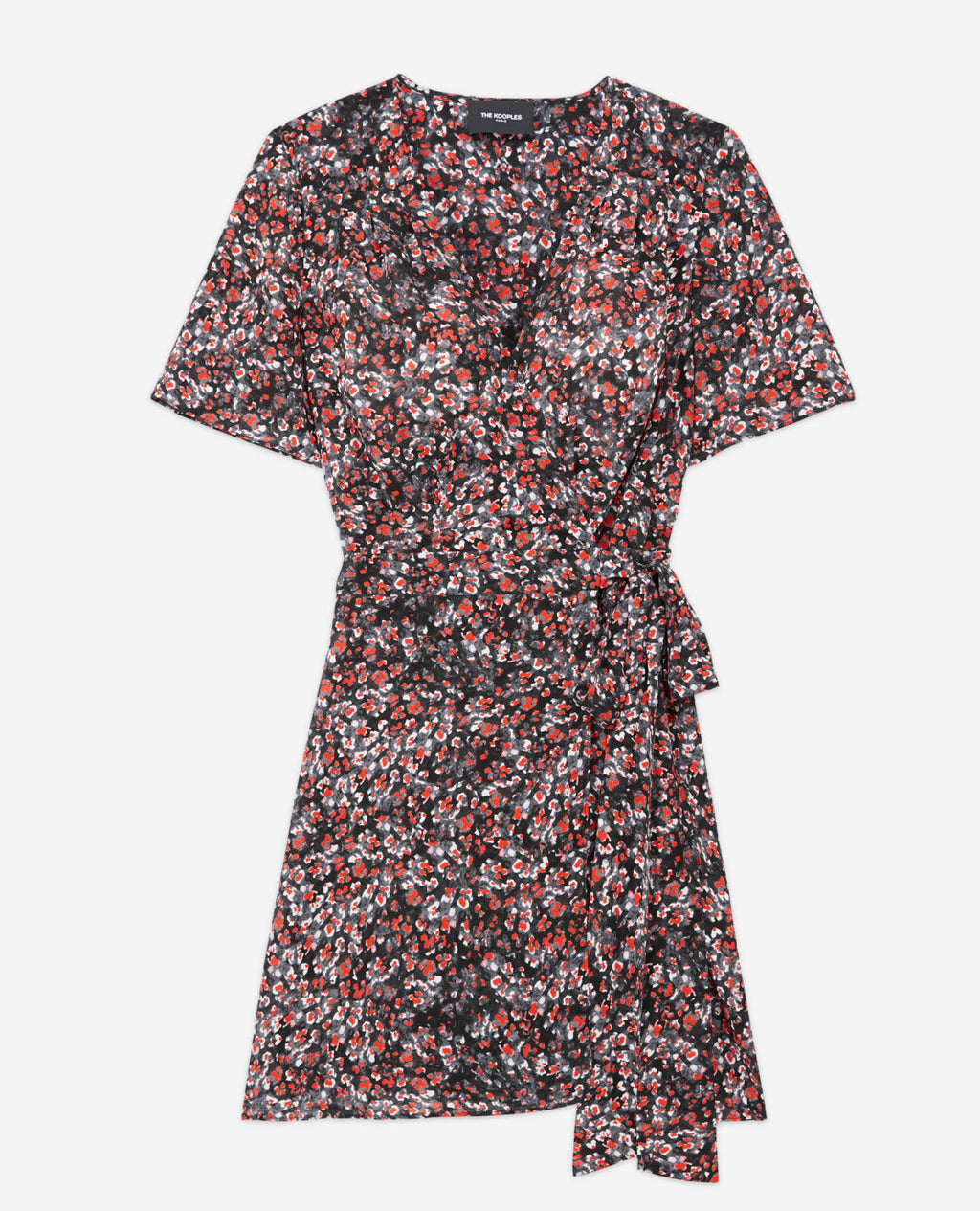 The Kooples - Vestido Corto Flores - Negro - Rojo - Mujer
