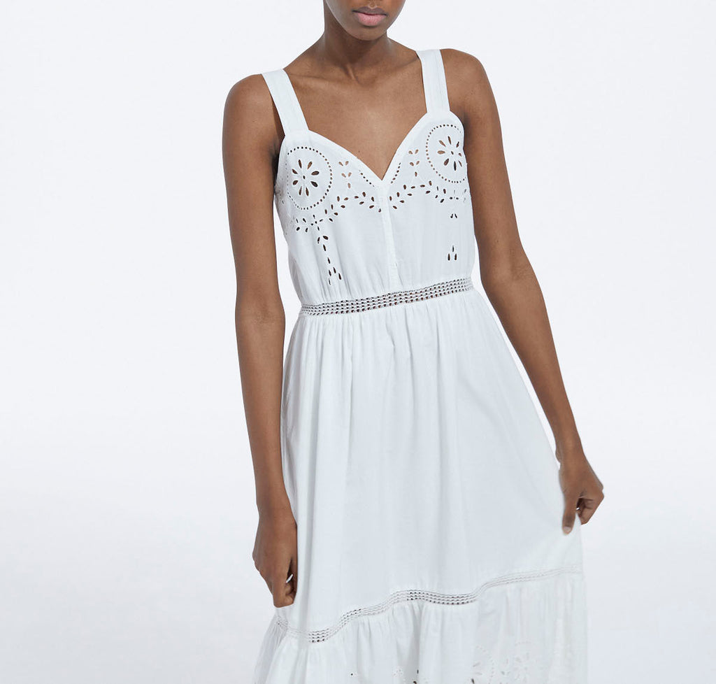 The Kooples - Long Sleeveless White Lace Dress - Women
