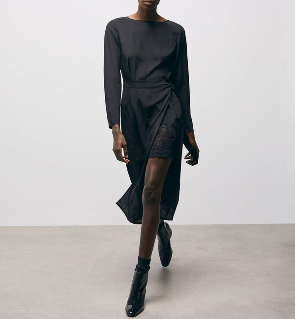 Vestido midi - Negro - Mujer