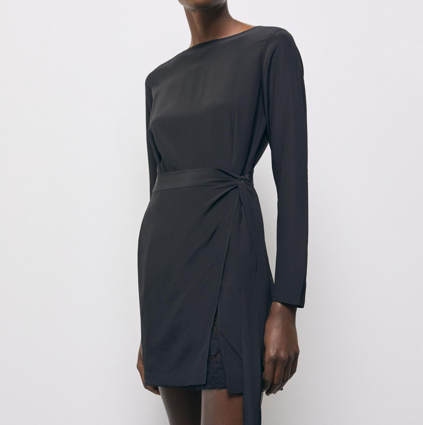 The Kooples - Robe Droite En Soie - Noir - Femme