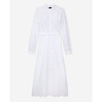 The Kooples - Vestido midi bordado inglés - Blanco - Mujer